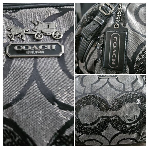 Coach Y2K Glam/Street Glam Dressy Flashy Sequins Madison Op Art Sophia Satchel - Picture 7 of 13